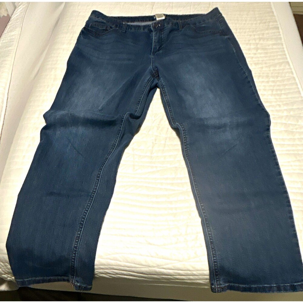 Terra & Sky Women's Medium Wash Blue Straight Stretch Denim Jeans 16W 5-Pocket